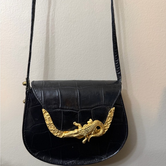 Vintage Glenn Miller For Ann Turk Alligator -Embossed Bag Whit Gold Mascaron - Picture 2 of 10
